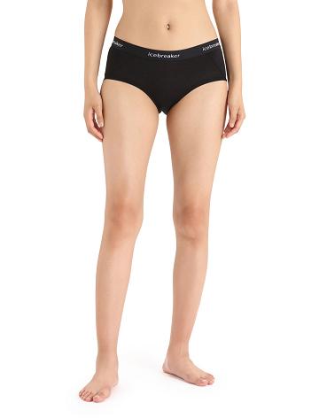 Dámské Spodní Prádlo Icebreaker Merino Sprite Hot Pants Černé | CZ 1239NWYB
